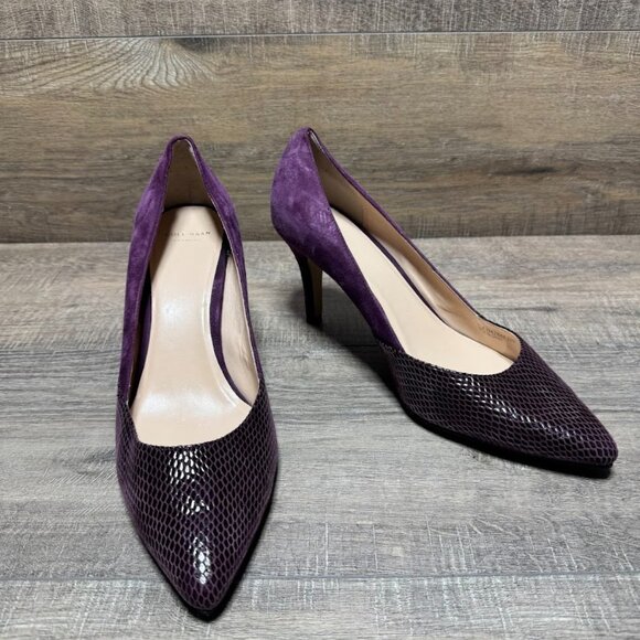 Cole Haan Grand Os Purple Leather/Suede Heels Women's Size 10 - Picture 5 of 6